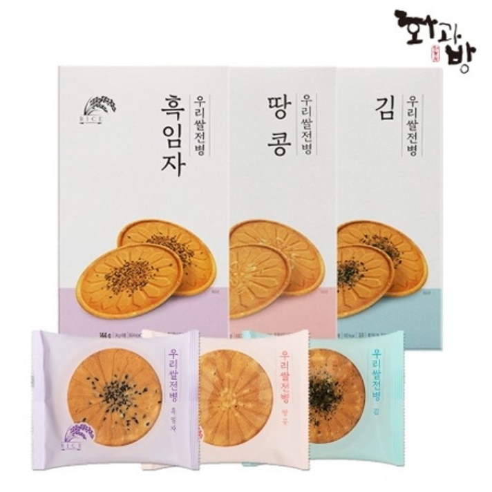 화과방 [화과방] 우리쌀로 만든 김/땅콩/흑임자전병(24gx6개입)x 3박스, 김전병 3박스