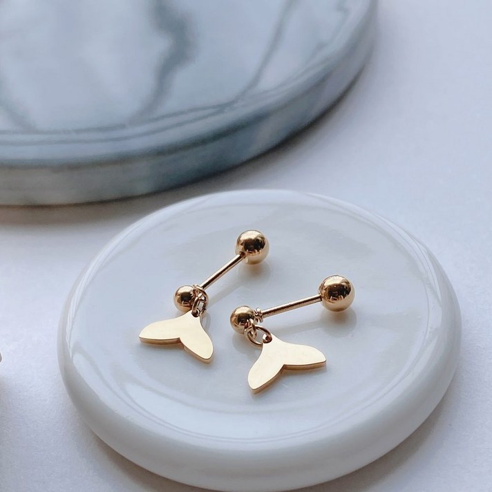 2개1세트! [써지컬스틸] 돌고래 꼬리 피어싱