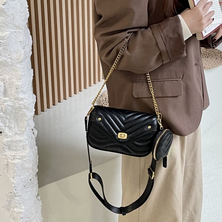 여성 미니핸드백 도트백 체인숄더백 (동전가방세트)