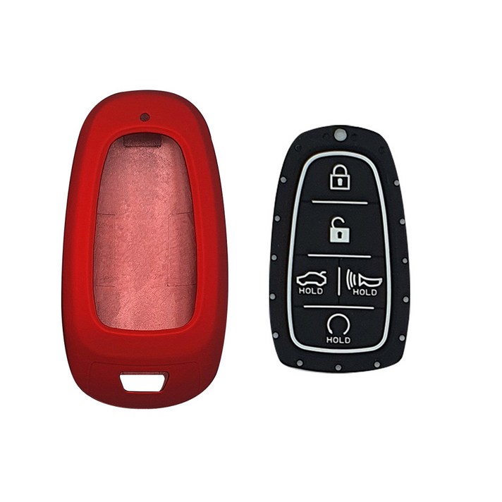 카포카 현대 더뉴그랜져 2020년형 (하이브리드 포함) 4버튼 5버튼 7버튼 강화 스마트키케이스 키홀더, 1.케이스레드_5버튼블랙