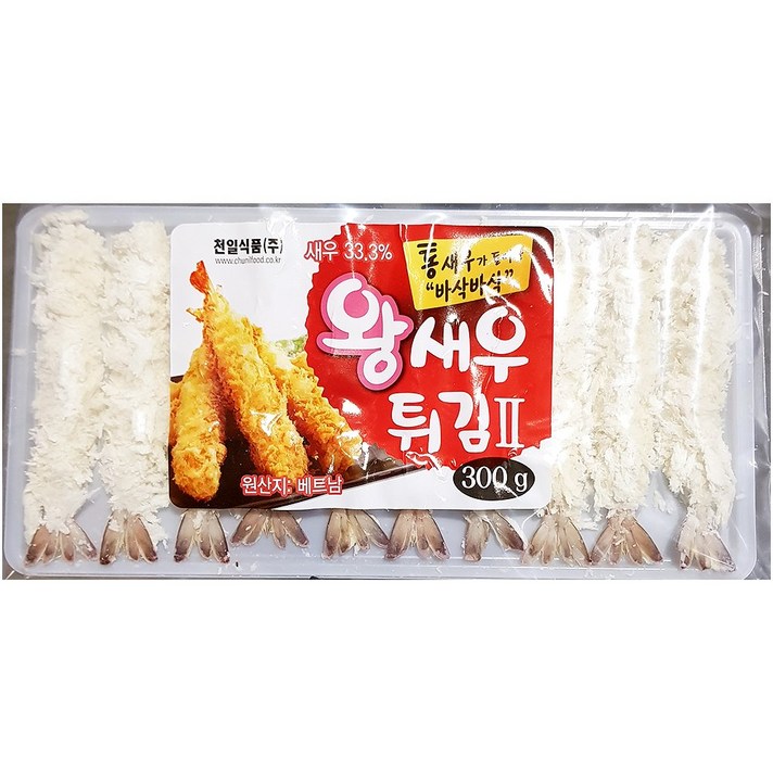 분식 재료 천일 왕새우 튀김 (30gX10개) X10개 냉동 튀김/냉동튀김/수산가공/즉석식품/간식안주/분식재료/가공식품/식자재/통새우튀김, 단일 수량