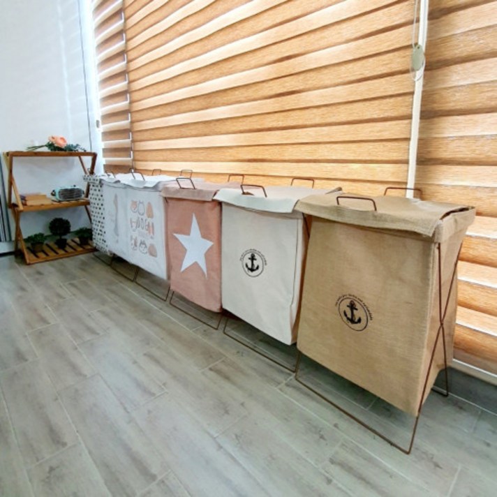 캠핑햄퍼 수건함 틈새 이동식 철제 빨래바구니 벽걸이 세탁 빨래바구니, 오픈형, 01_배색마린