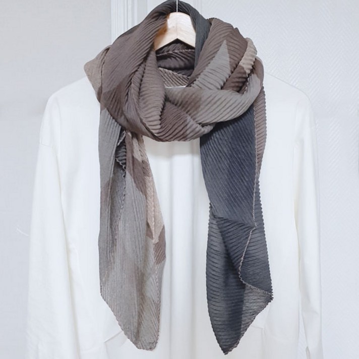 더드림 여성 3색 주름 플리츠 머플러 롱 가을스카프