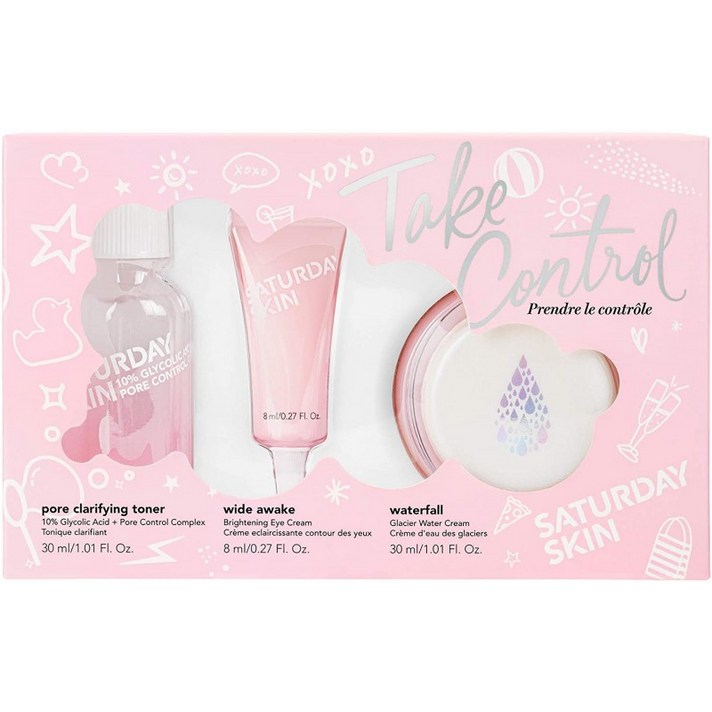 토요 스킨 3피스 스킨케어 세트 - 모공 클렌징 토너 브라이트닝 아이크림 데일리 클렌징용 폭포 빙하, 단일옵션