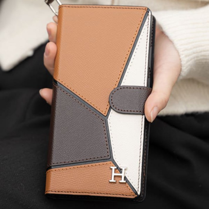 갤럭시S23울트라 S918  GS라피네 콤비 천연소가죽 다이어리 갤럭시 케이스손목 스트랩