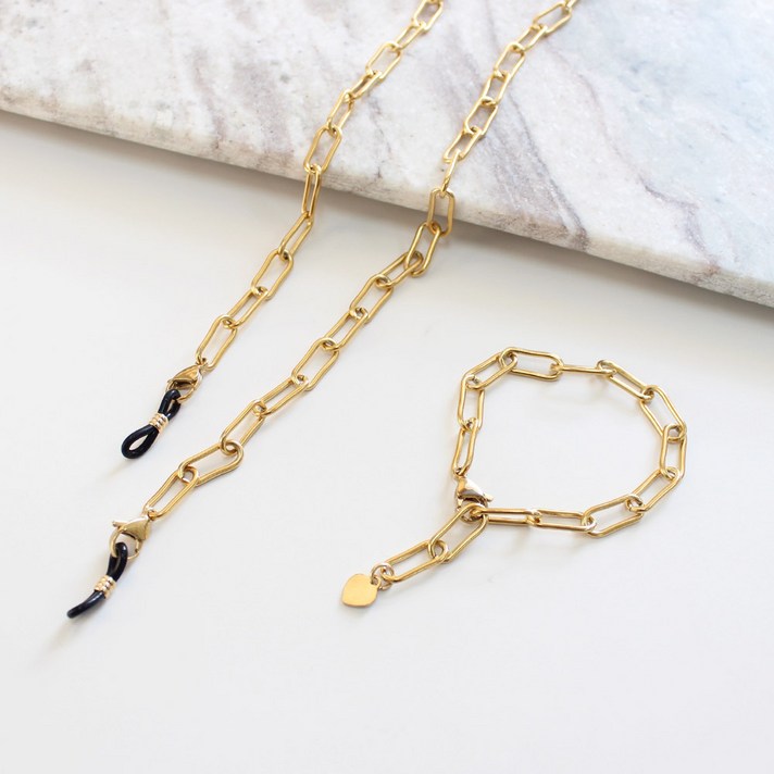 라피던트 14K 골드 써지컬 클립 체인 [안경줄 겸 마스크줄+팔찌 세트]