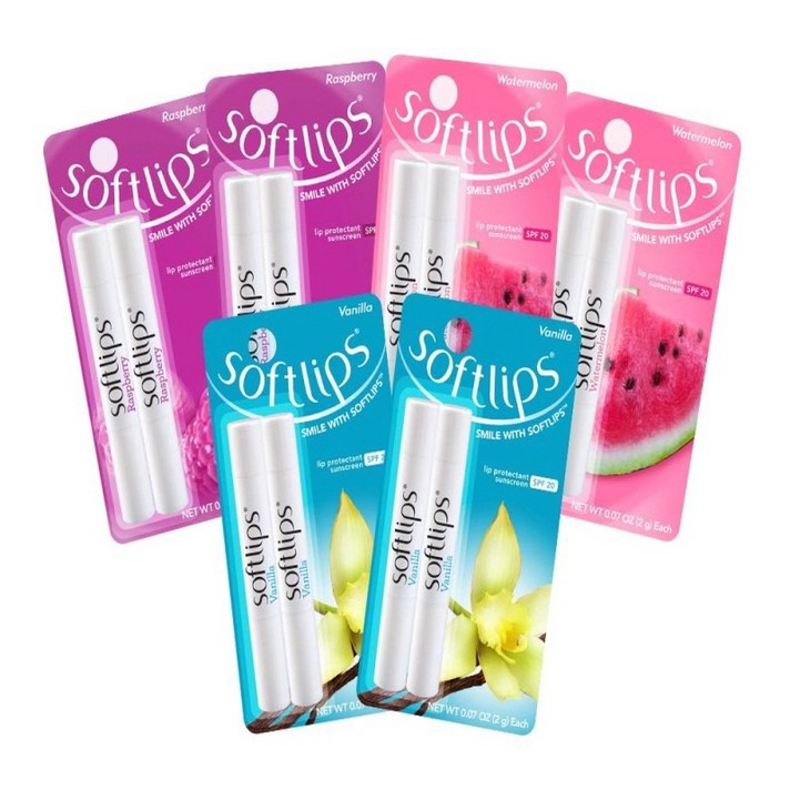 소프트립스 립밤 Softlips Lipbalm SPF20 입술보호제, 1세트, 라즈베리향