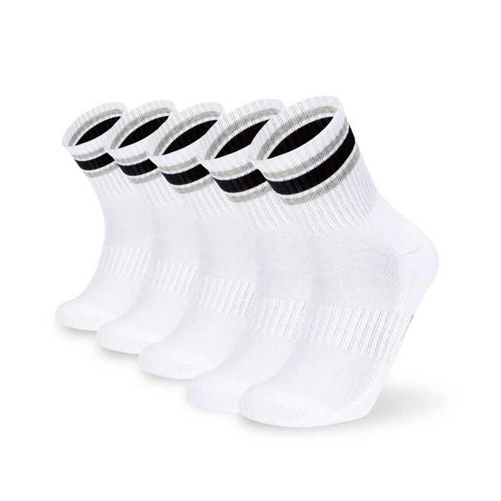 케이스위스 남성 쿠션 컬러 스트라이프 중목 5족, 화이트, 26(M)