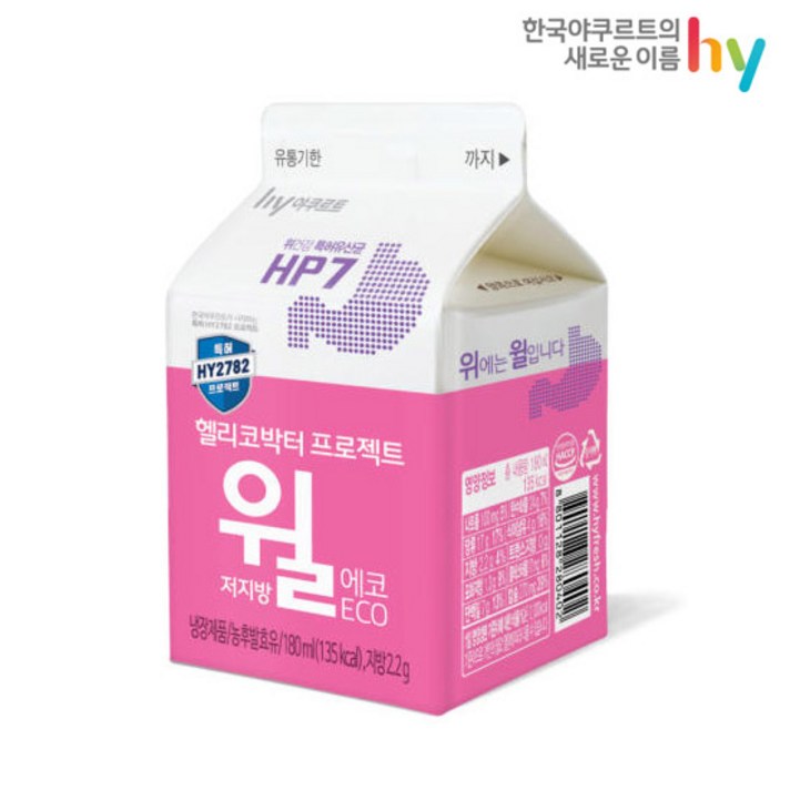 헬리코박터 프로젝트 저지방 윌 에코 180mlX6개입, 6개입