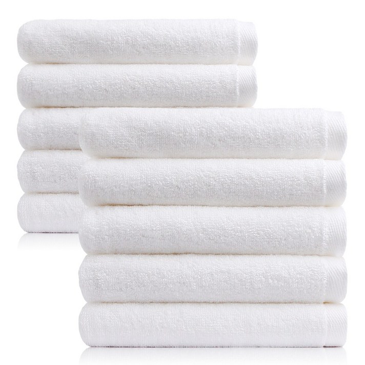  코튼리빙 고급 호텔 수건 30수 170g 타올, 10장, 화이트 