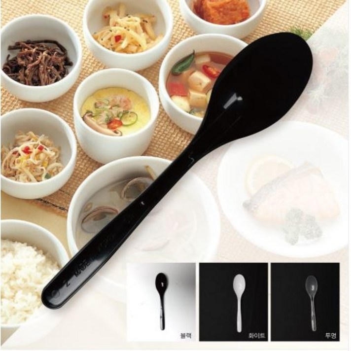 반달 일회용 플라스틱 숟가락 개별포장 국내산 100개입 투명 화이트 블랙, 1개, 100개