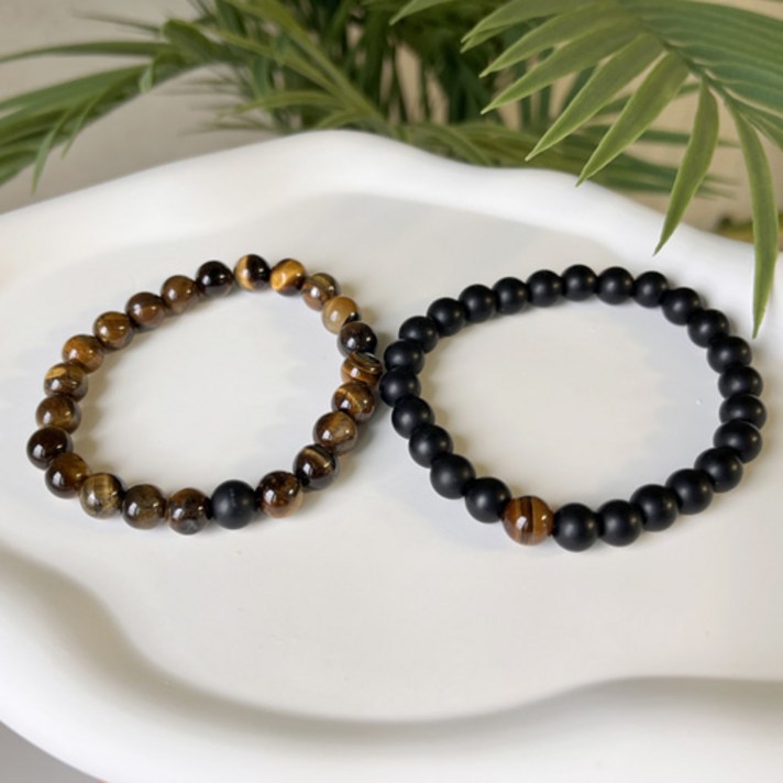 리온다 행운 호안석 흑요석 팔찌 세트