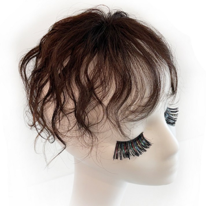 센스모드니 인모 웨이브 부분가발 여자 정수리 가발, 블랙