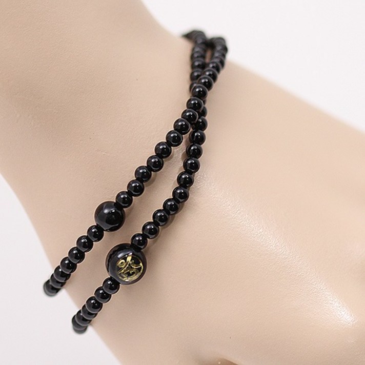 오닉스 금장 염주 합장주(3mm) / 염주팔찌