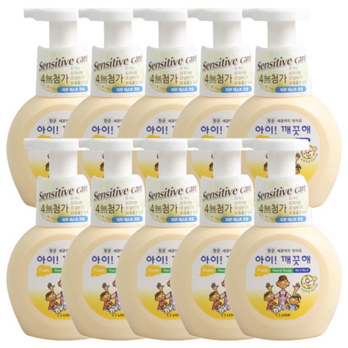 아이깨끗해 핸드워시 순 보송보송 파우더향, 250ml, 10개