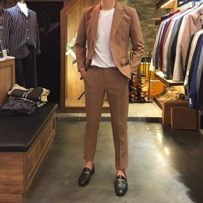 어썸블랑 남성용 크러시 셋업 사계절 정장 세트