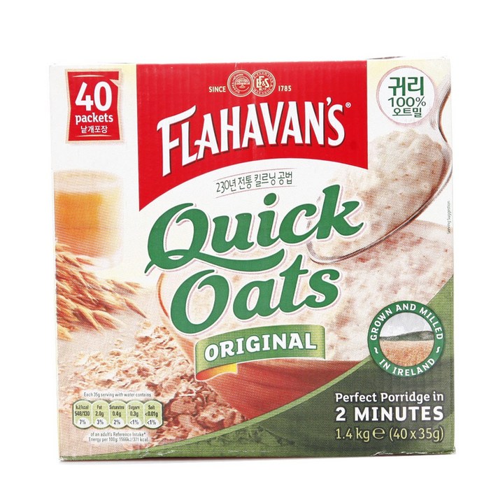 플라하반 퀵 오트밀 오리지날 시리얼, 35g, 40개입