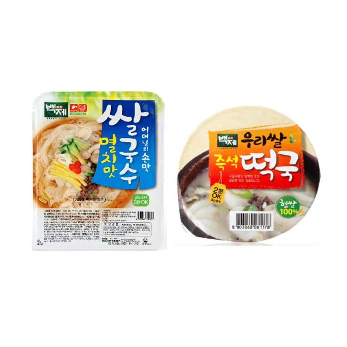 백제 우리쌀 즉석 햅쌀떡국(163g)[8개]+멸치맛 쌀국수[12개], 20개