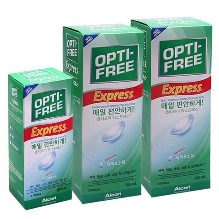 옵티프리 익스프레스 렌즈세정액 355ml 2p + 120ml + 렌즈케이스 2p, 1세트
