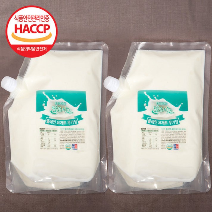 중원목장 수제요거트 플레인요거트 1000ml 2팩, 무가당 1000ml 2팩