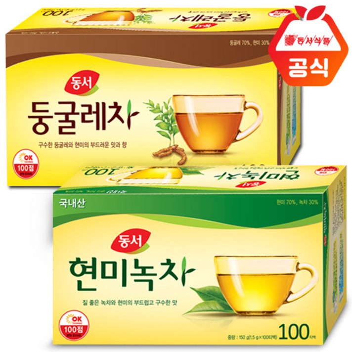 동서 현미녹차100T+동서 둥글레차100T, 1세트
