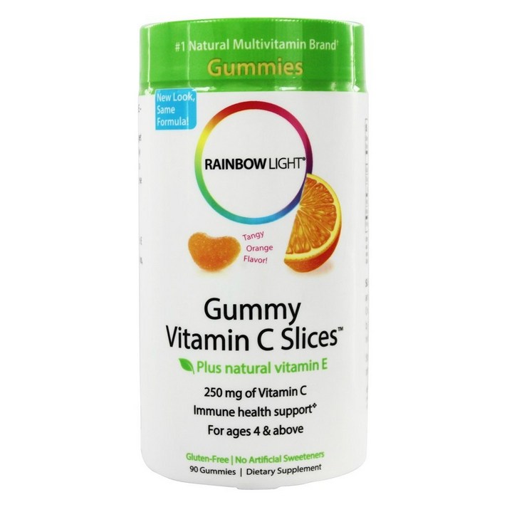 레인보우라이트 비타민 C 슬라이스 250mg 텐지 오렌지 구미, 90개입, 1개