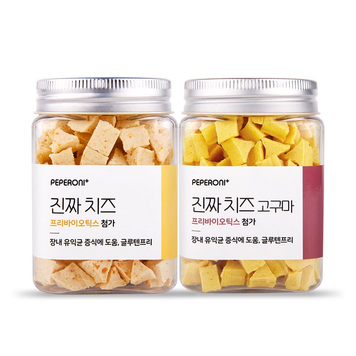 페페로니 프리바이오틱스 반려동물 간식 2종 세트, 치즈, 치즈 고구마 혼합맛, 1세트 페페로니 프리바이오틱스 반려동물 간식 2종 세트, 치즈, 치즈 고구마 혼합맛, 1세트