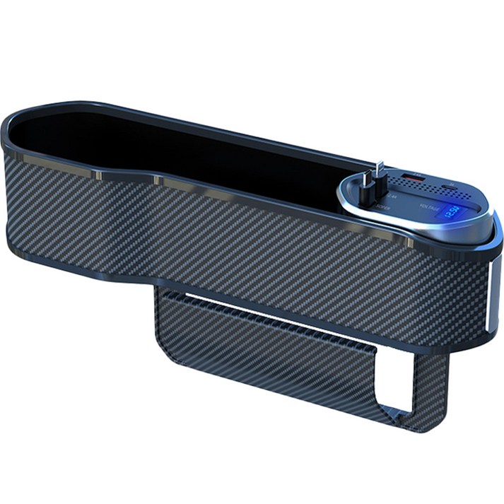 자동차사이드포켓 카슈아 차량용 스마트 LCD 릴타입 사이드포켓 정리 수납함, 1개, 블랙