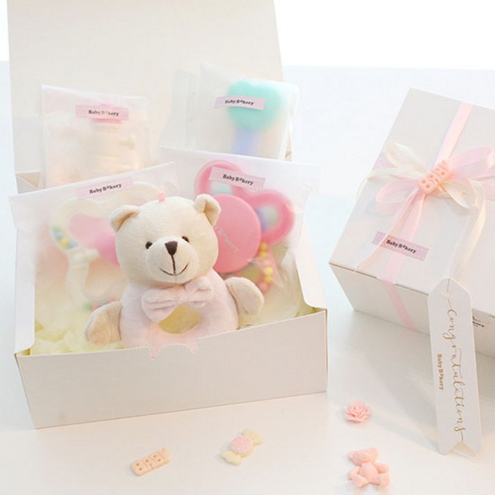 신생아 베이비베이커리 신생아용 곰돌이딸랑이와 친구들 출산선물세트