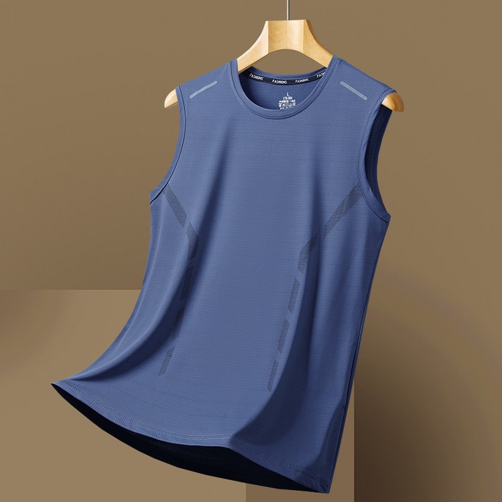 여름 얇은 민소매 티셔츠 남성용 조끼 기본 루즈핏 편안한 속건 티셔츠