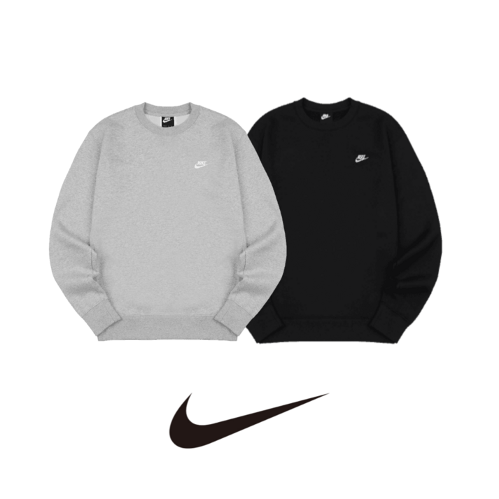 나이키 기본 스우시 남자 여자 커플 공용 무지 라운드 긴팔 러닝 런닝 긴팔티셔츠 맨투맨