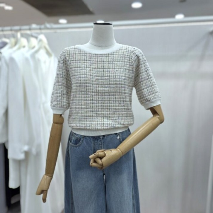 잇미샤 잇미샤  체크텍스쳐 니트 풀오버(ITP3KPO110)_DG