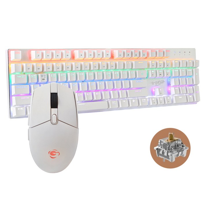 지클릭커 GMK510X 기계식 키보드 마우스 세트, 화이트, 510X 갈축, 일반형