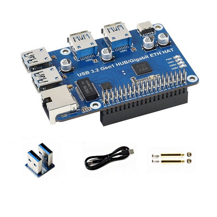 라즈베리 파이 4BUSB 3.2 Gen1 허브 HAT DC 5V 확장 보드 기가비트 이더넷 포함