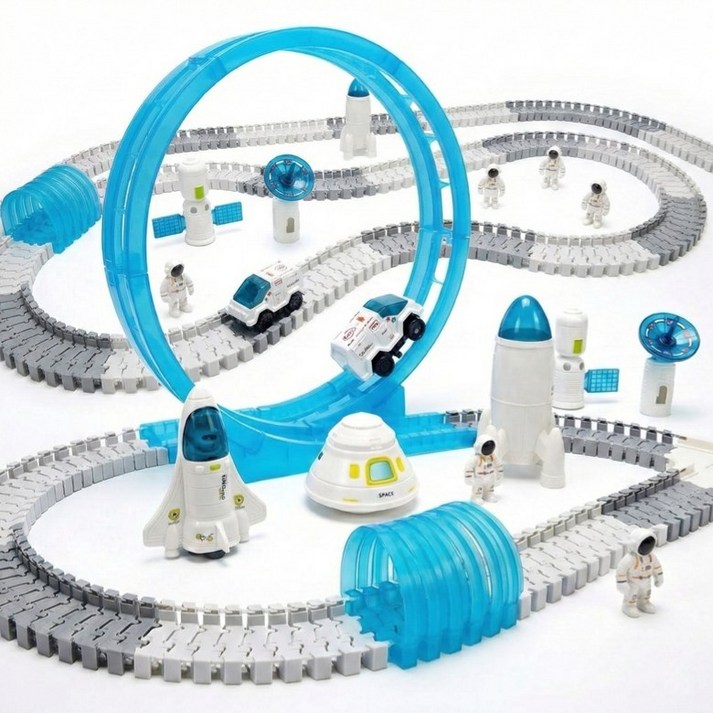 움직이는 레일 자동차 장난감 트랙 레일카 어린이 장난감, 1세트, 블루화이트 혼합