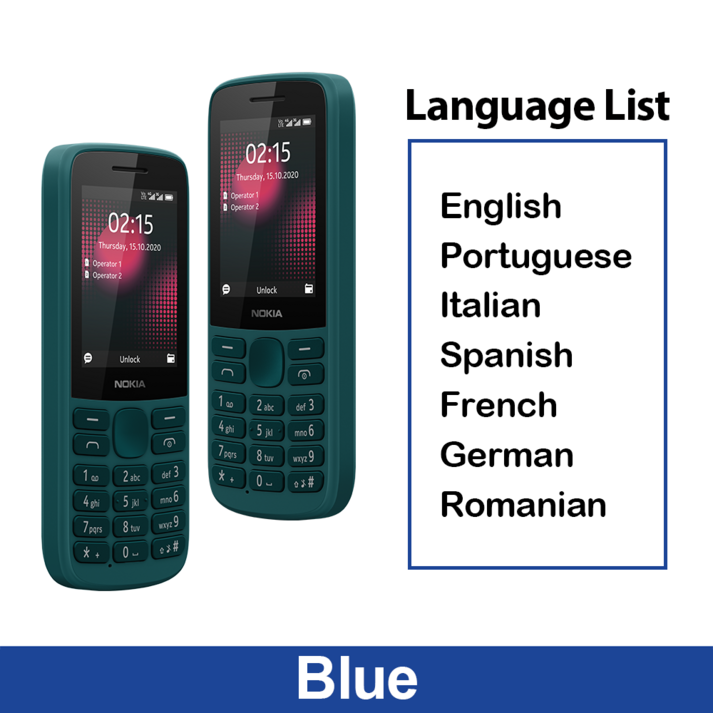 글로벌 롬 노키아 215 4G 듀얼 SIM 기능 휴대폰, 긴 대기 FM 라디오, 블루투스 5.0, 다국어 푸시 단추 휴대