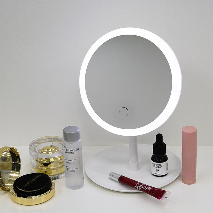 책상거울 카멜 스마트 LED 3색 거울 메이크업 화장 탁상 조명, 화이트+3색