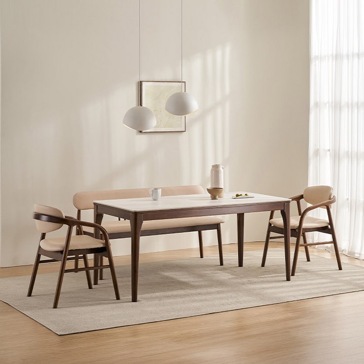 삼익가구 더우디 포세린 통세라믹 4인용 와이드 원목 식탁 1600 테이블