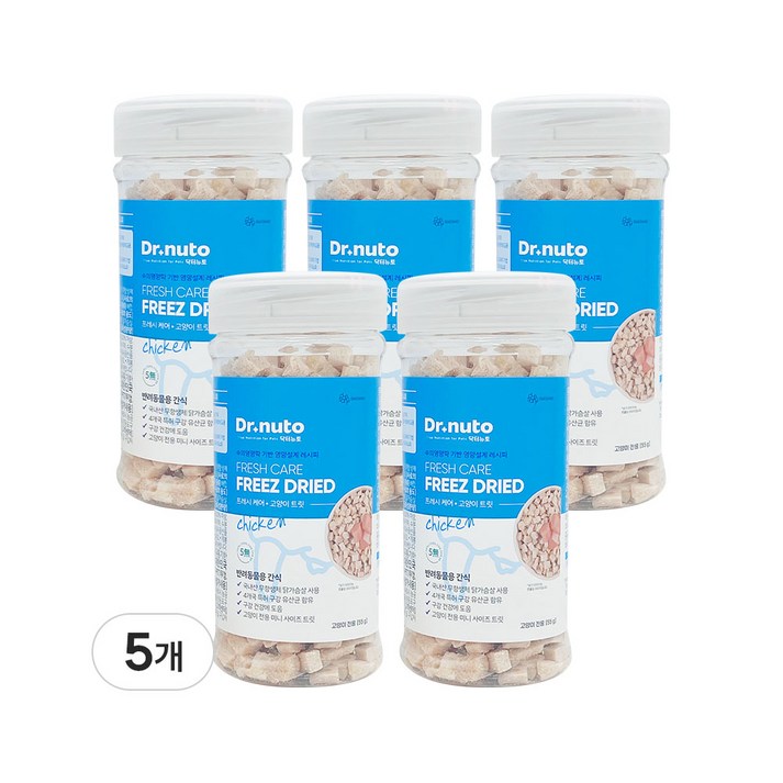 닥터뉴토 고양이 동결건조 간식 유산균 트릿 구내염구취치석제거 도움, 55g, 5개