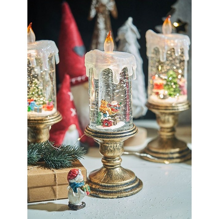 크리스마스 LED 촛불 오르골 양초 무드등 캔들 글리터 장식 인테리어 소품 디자인 상품, 루돌프