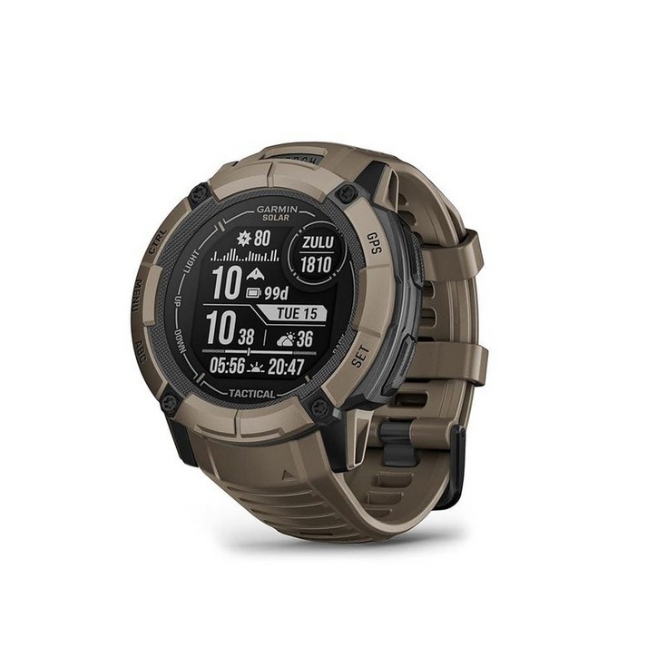가민 Garmin Instinct 2X Solar  택티컬 에디션, 견고한 GPS 스마트워치, 내장 손전등, 탄도 계산기, 태양열 충전 기능, 코요테 탠 98767