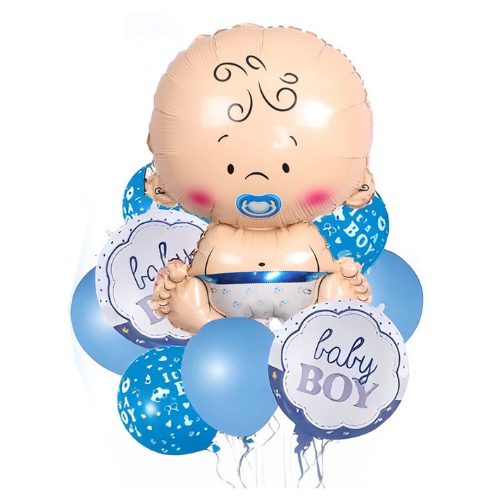 젠더리빌 은박풍선세트9PCS 파티풍선세 티세트 베이비샤워 아기성별공개, 1개, 블루(남아)