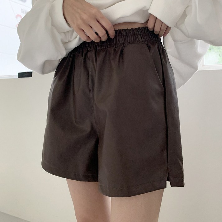 페이크레더 옆트임 밴딩 3부 숏팬츠(3color)