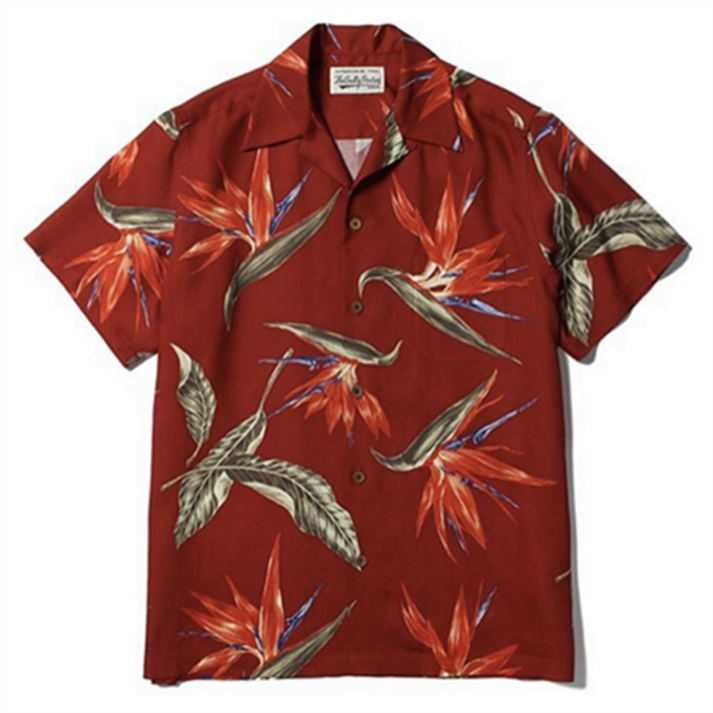 하와이안셔츠 WACKO MARIA Poster RAGE AGAINST THE Hawaiian Casual Beach Short Sleeve