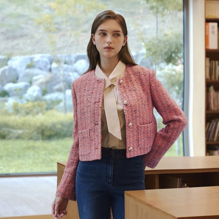 [매장정품] 잇미샤 [25 F/W] 라운드넥 멀티 트위드 자켓 봄무드 모던핏