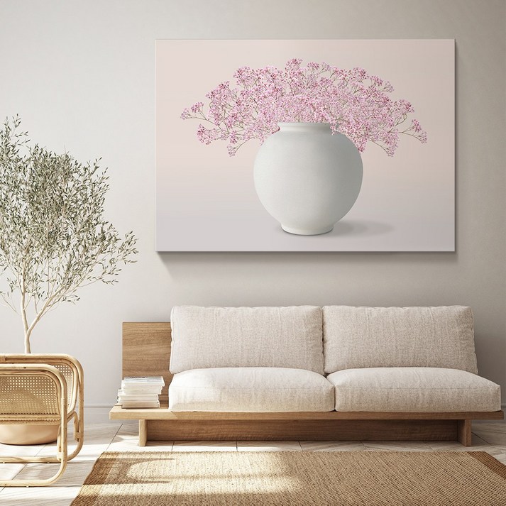 [인메이블] 복들어오는 꽃 달항아리 그림 2종 힐링 풍수 인테리어 현관 거실 액자 집들이 선물, 메탈액자 [화이트]