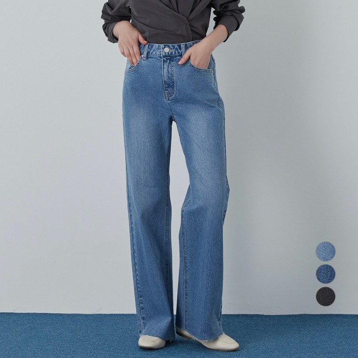 ELLE PARIS 와이드핏 부츠컷 데님 팬츠 ELLE PARIS 와이드핏 부츠컷 데님 팬츠