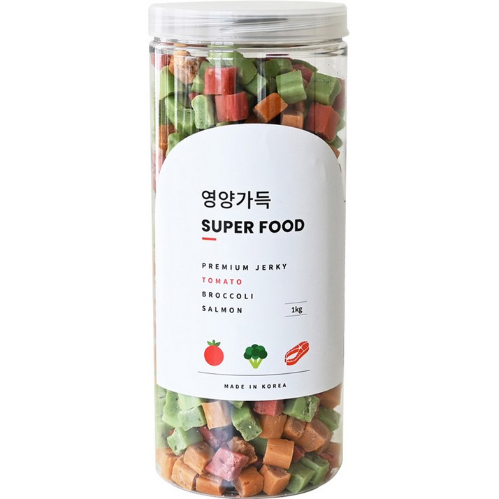 제로랩스 강아지 영양가득 져키, 혼합맛토마토브로콜리연어, 1kg, 1개