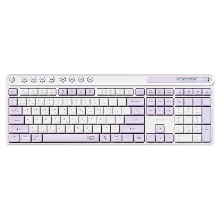 아이리버 Silent 듀얼모드 멀티페어링 블루투스 무소음 무선 키보드, 라벤더, MWK601, 제조사축