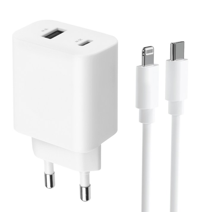 모잇 PD25W 2포트 PPS 초고속충전기 + 8핀 라이트닝 아이폰 케이블 1.3m